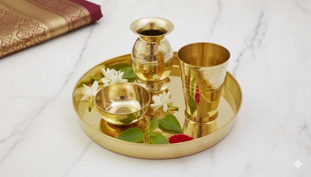 BRASSWARE-POOJA SET-ENGRAVED-BR-1071-10